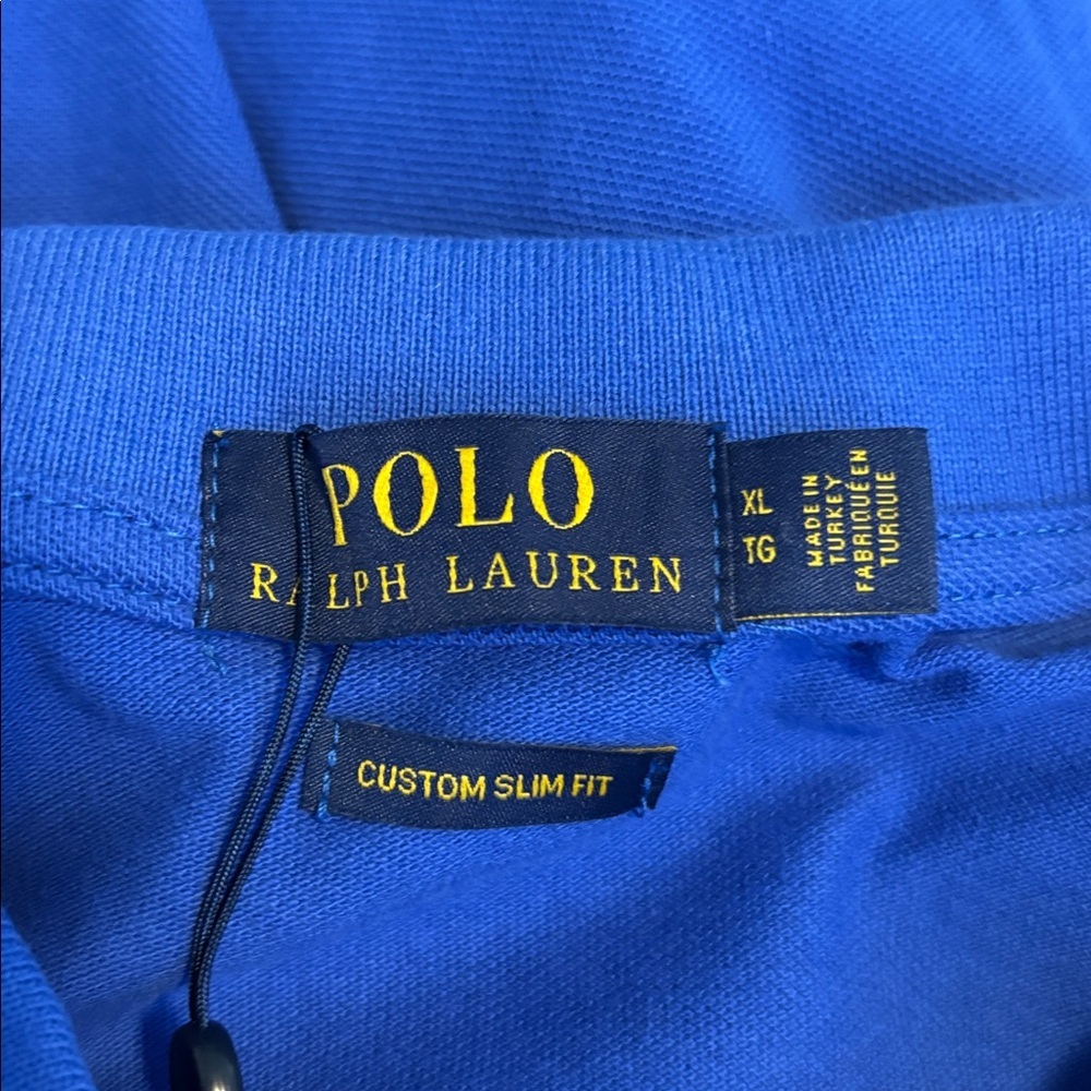 NWT Polo Ralph Lauren royal blue short-sleeve polo shirt with an orange logo XL - Picture 4 of 6